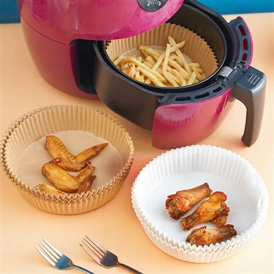 Air Fryer Fettfast papirskuff Rund Oljeabsorberende Papir Baking Silikonolje Papirpute Firkantet papirskuff Matvaregodkjent Ovnsspesifikk