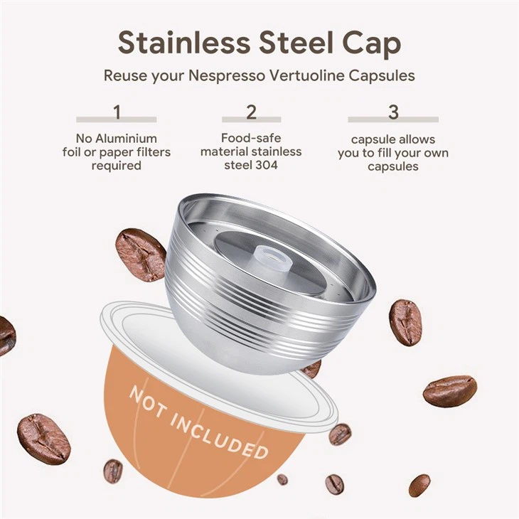 Stainless Steel Vertuo,Next Reusable Refill Coffee Filter 80150230ml Coffee Capsules